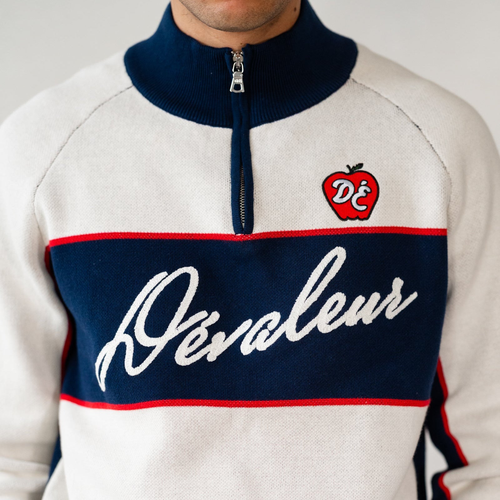 Apple Quarter-Zip Knit Sweater – dévaleurnyc