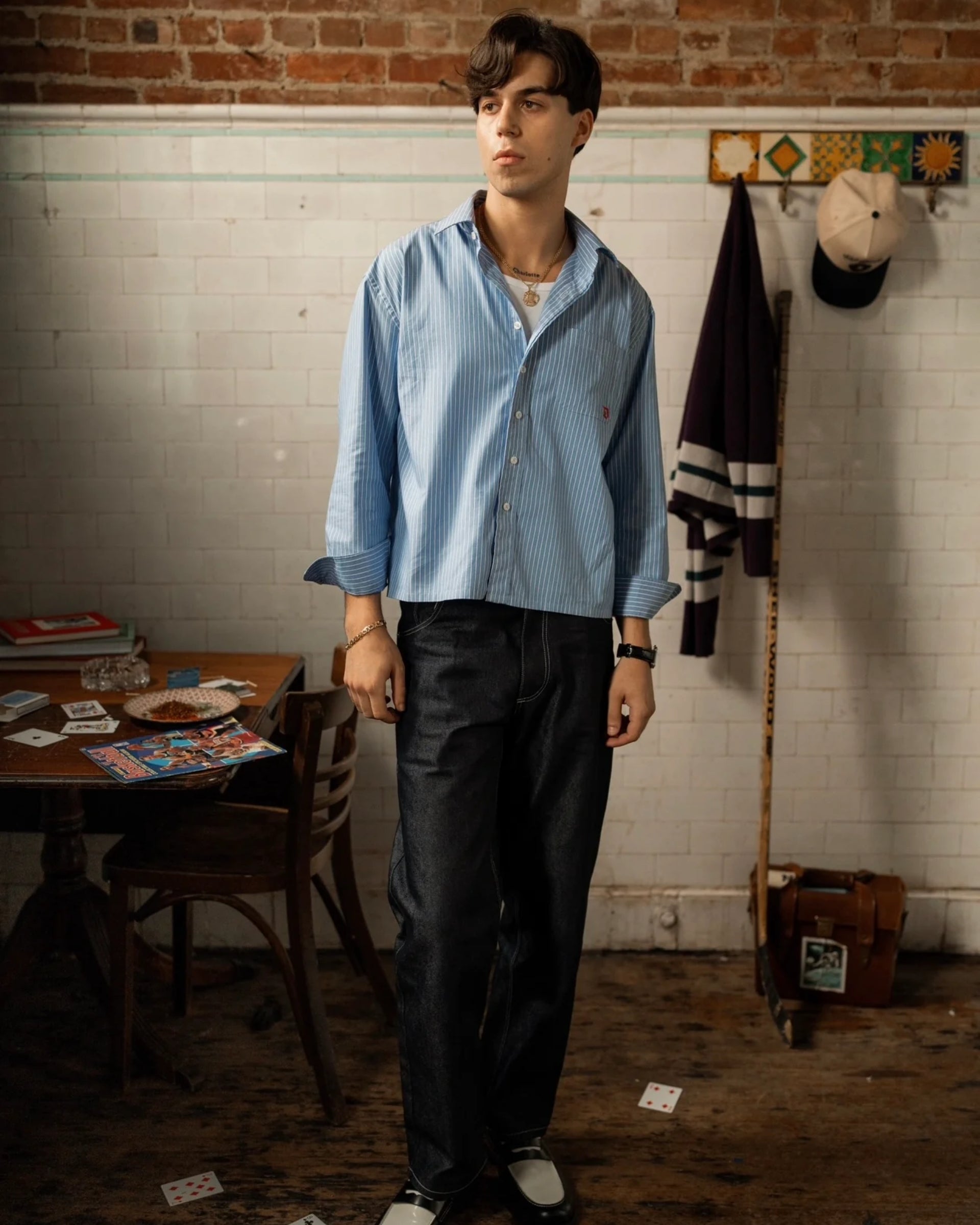 Cropped Striped Button Down